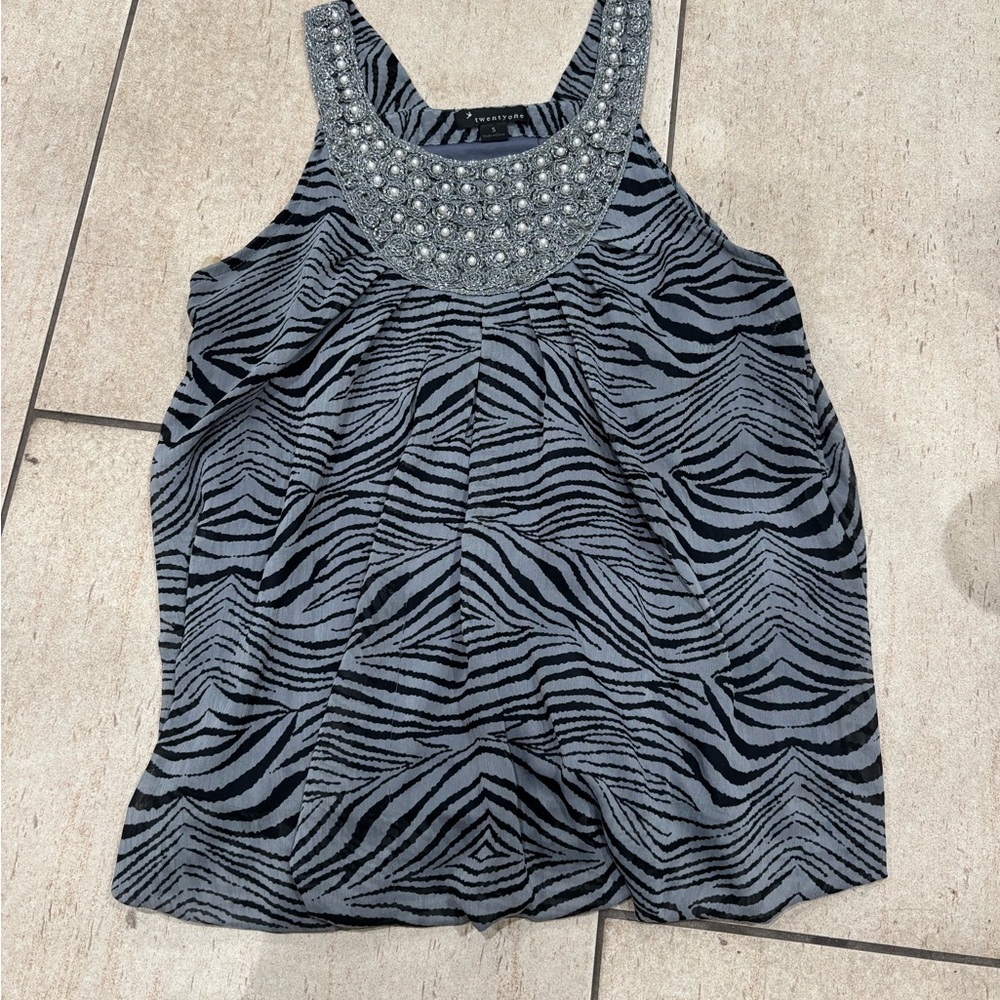 zebra print Sleeveless Tank Top